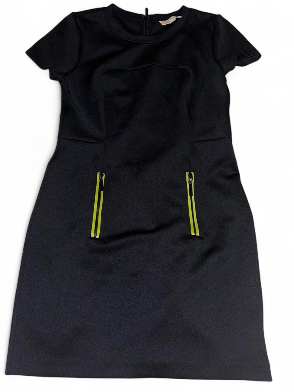 Michael Michael Kors Black Dress with Lime Green Zipper Detail